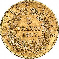 Large Reverse for 5 Francs 1867 coin