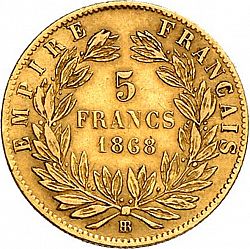 Large Reverse for 5 Francs 1868 coin