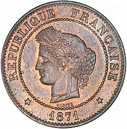 Large Obverse for 5 Centimes 1871 coin