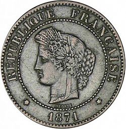 Large Obverse for 5 Centimes 1871 coin