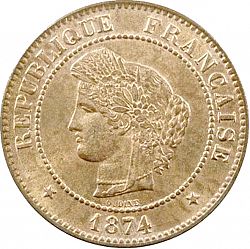 Large Obverse for 5 Centimes 1874 coin