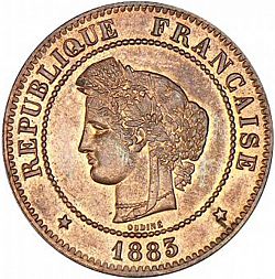 Large Obverse for 5 Centimes 1883 coin