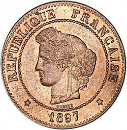 Large Obverse for 5 Centimes 1897 coin