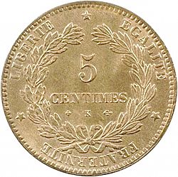Large Reverse for 5 Centimes 1874 coin