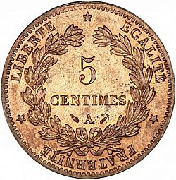 Large Reverse for 5 Centimes 1883 coin