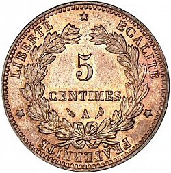 Large Reverse for 5 Centimes 1897 coin