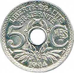Large Reverse for 5 Centimes 1914 coin