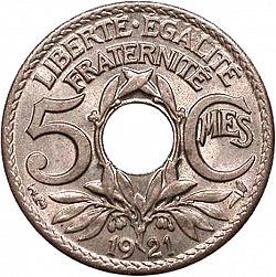 Large Reverse for 5 Centimes 1921 coin