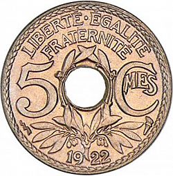 Large Reverse for 5 Centimes 1922 coin