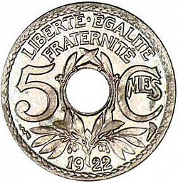 Large Reverse for 5 Centimes 1922 coin