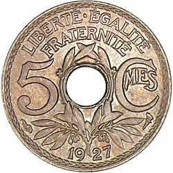 Large Reverse for 5 Centimes 1927 coin