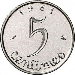 Large Reverse for 5 Centimes 1961 coin