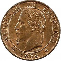 Large Obverse for 5 Centimes 1864 coin