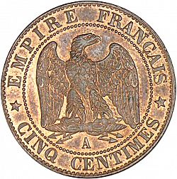 Large Reverse for 5 Centimes 1855 coin