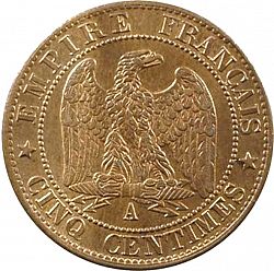 Large Reverse for 5 Centimes 1863 coin