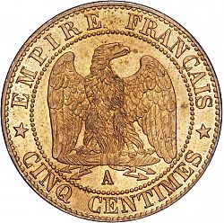 Large Reverse for 5 Centimes 1864 coin