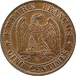Large Reverse for 5 Centimes 1864 coin