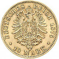 Large Reverse for 10 Mark 1875 coin