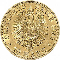 Large Reverse for 10 Mark 1886 coin