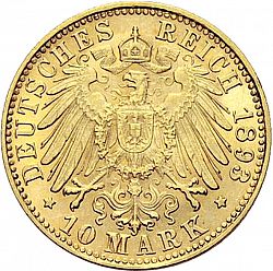 Large Reverse for 10 Mark 1893 coin