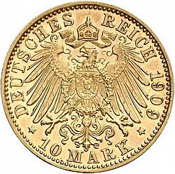 Large Reverse for 10 Mark 1909 coin