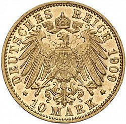 Large Reverse for 10 Mark 1909 coin