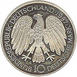 Large Obverse for 10 Mark 1987 coin