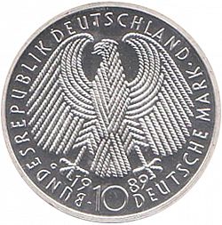 Large Obverse for 10 Mark 1989 coin