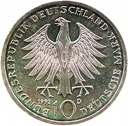 Large Obverse for 10 Mark 1992 coin