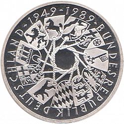 Large Reverse for 10 Mark 1989 coin