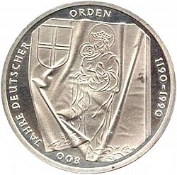 Large Reverse for 10 Mark 1990 coin