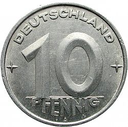 Large Obverse for 10 Pfennig 1952 coin