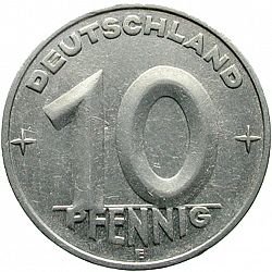 Large Obverse for 10 Pfennig 1952 coin