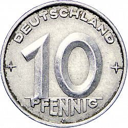 Large Obverse for 10 Pfennig 1953 coin
