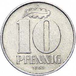 Large Reverse for 10 Pfennig 1963 coin