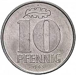 Large Reverse for 10 Pfennig 1965 coin