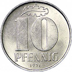 Large Reverse for 10 Pfennig 1971 coin