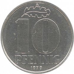 Large Reverse for 10 Pfennig 1979 coin