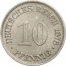 Large Obverse for 10 Pfenning 1876 coin