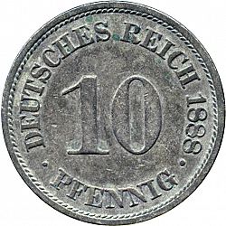 Large Obverse for 10 Pfenning 1888 coin