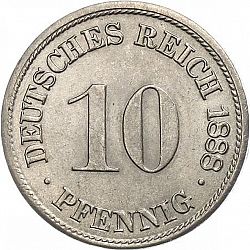 Large Obverse for 10 Pfenning 1888 coin