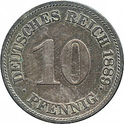 Large Obverse for 10 Pfenning 1889 coin