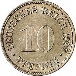 Large Obverse for 10 Pfenning 1897 coin