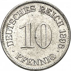 Large Obverse for 10 Pfenning 1898 coin