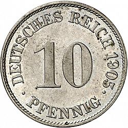 Large Obverse for 10 Pfenning 1905 coin