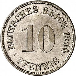 Large Obverse for 10 Pfenning 1906 coin