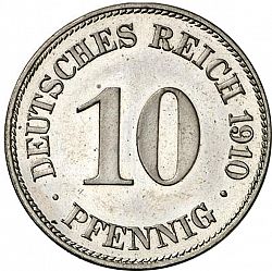 Large Obverse for 10 Pfenning 1910 coin