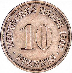 Large Reverse for 10 Pfenning 1907 coin
