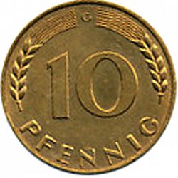 Large Reverse for 10 Pfennig 1967 coin