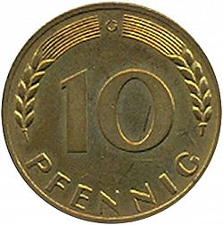 Large Reverse for 10 Pfennig 1968 coin